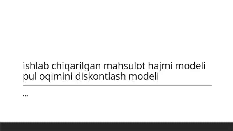 Mahsulot hajmi va pul oqimlari aloqasi