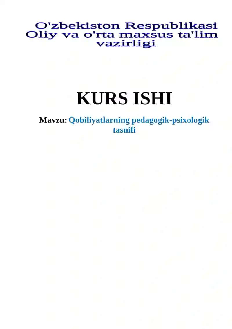Qobiliyatlarning pedagogik-psixologik tasnifi