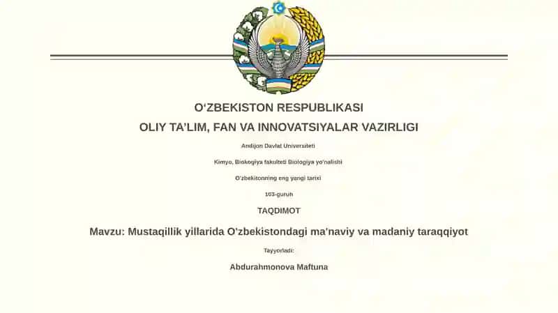 O'zbekitonning eng yangi tarixi