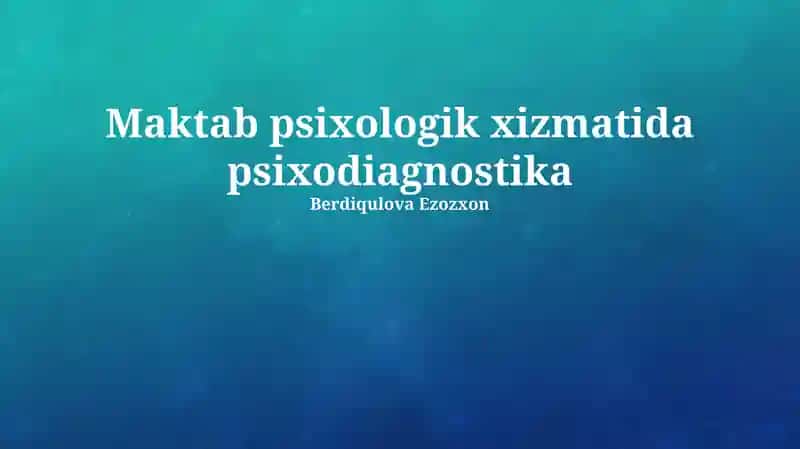 Psixologik Baholash Usullari