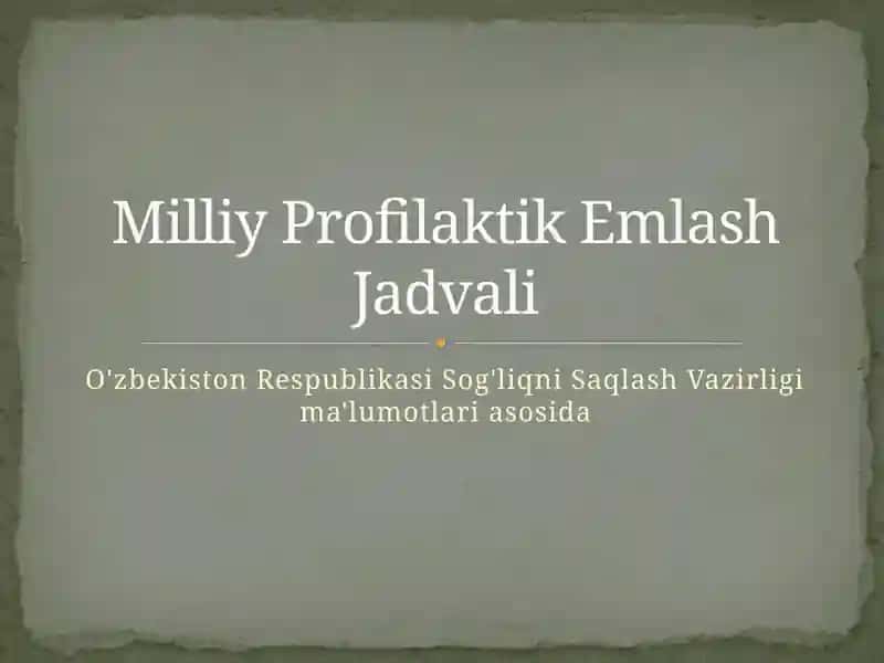 Milliy Profilaktik Emlash Jadvali
