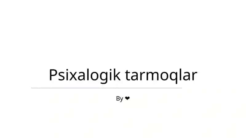 Psixalogik tarmoqlar