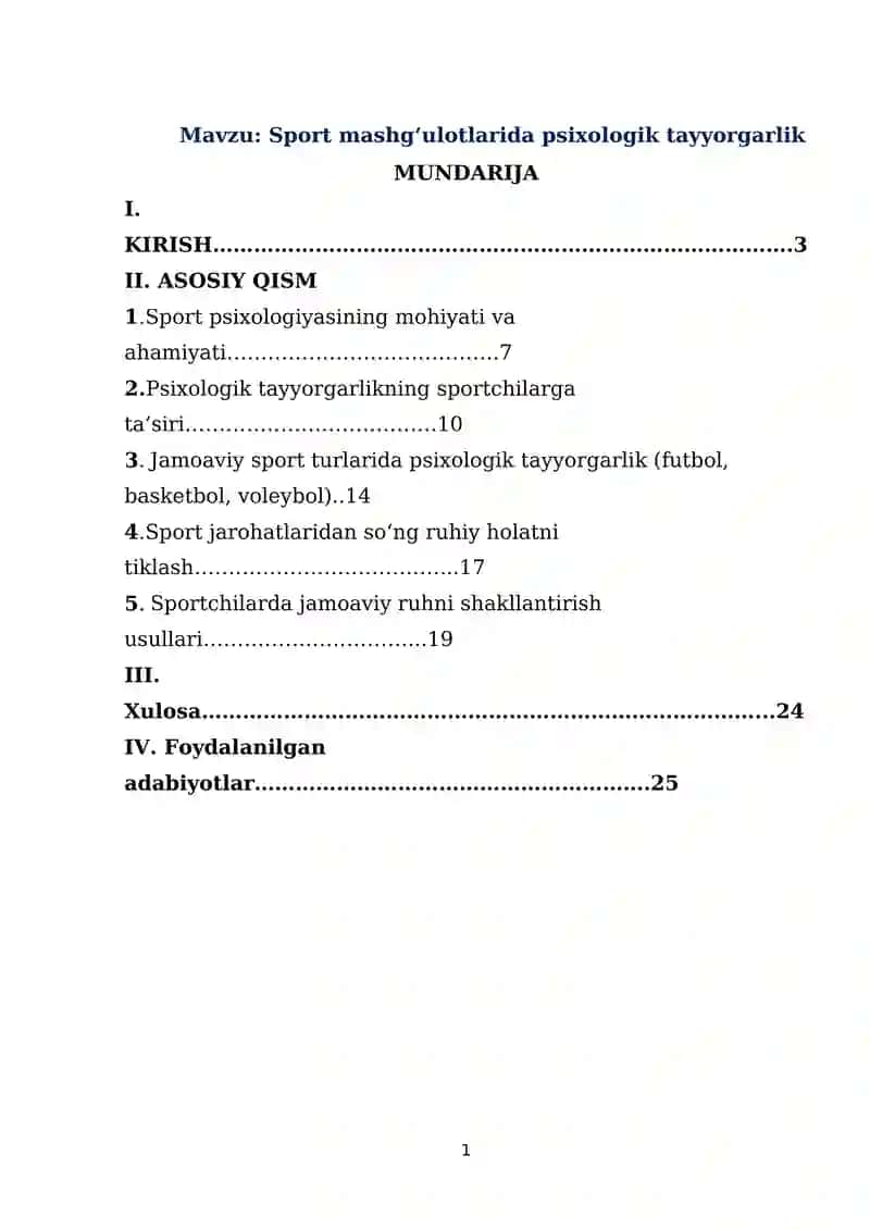 Sport mashgʻulotlarida psixologik tayyorgarlik