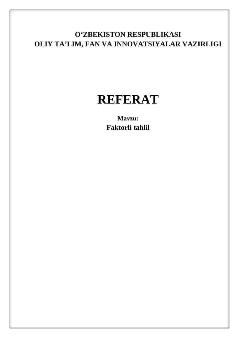 Faktorli tahlil