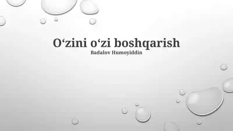 O'zini o'zi boshqarish