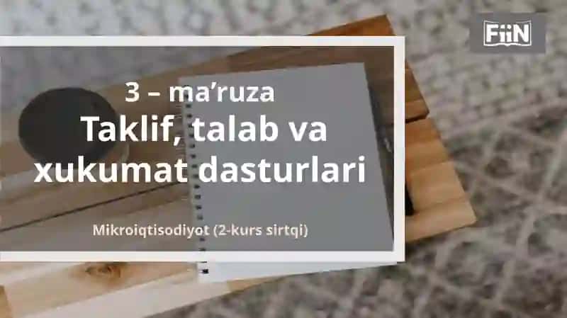 Mikroiqtisodiyot (2-kurs sirtqi)