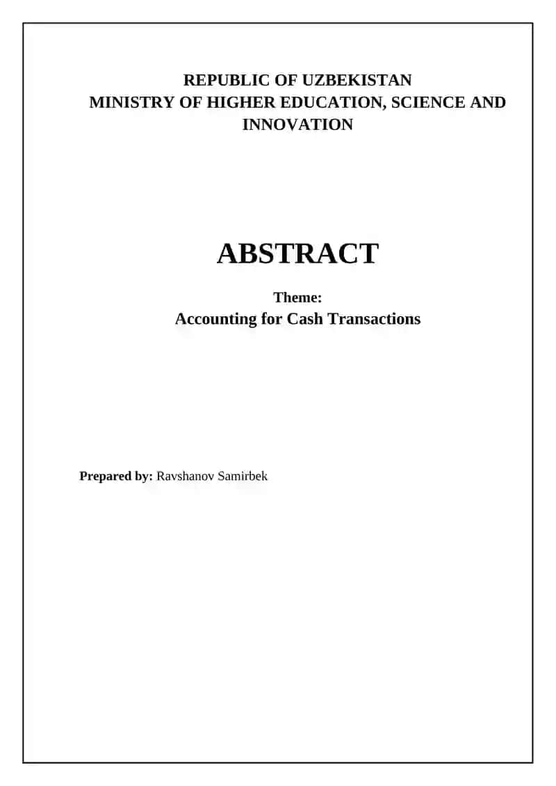 Accounting for Cash Transactions