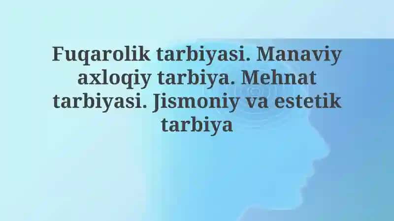 Fuqarolik va Axloqiy Tarbiya