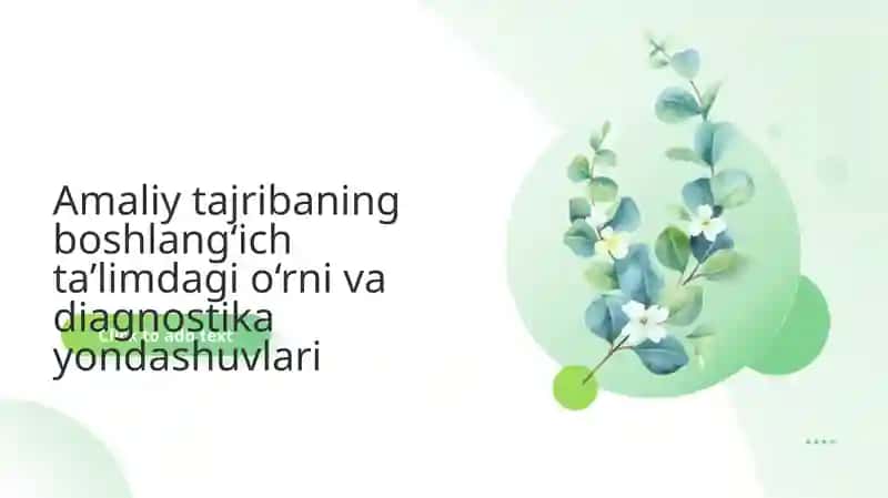Amaliy Tajribaning Boshlang‘ich Ta’limdagi O‘rni va Diagnostika Yondashuvlari