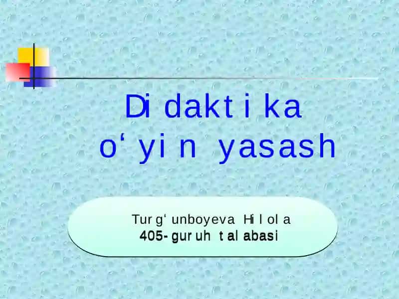 Didaktika oʻyin yasash