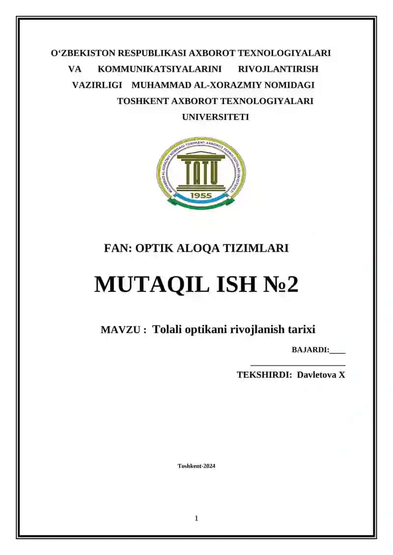 Tolali optikani rivojlanish tarixi