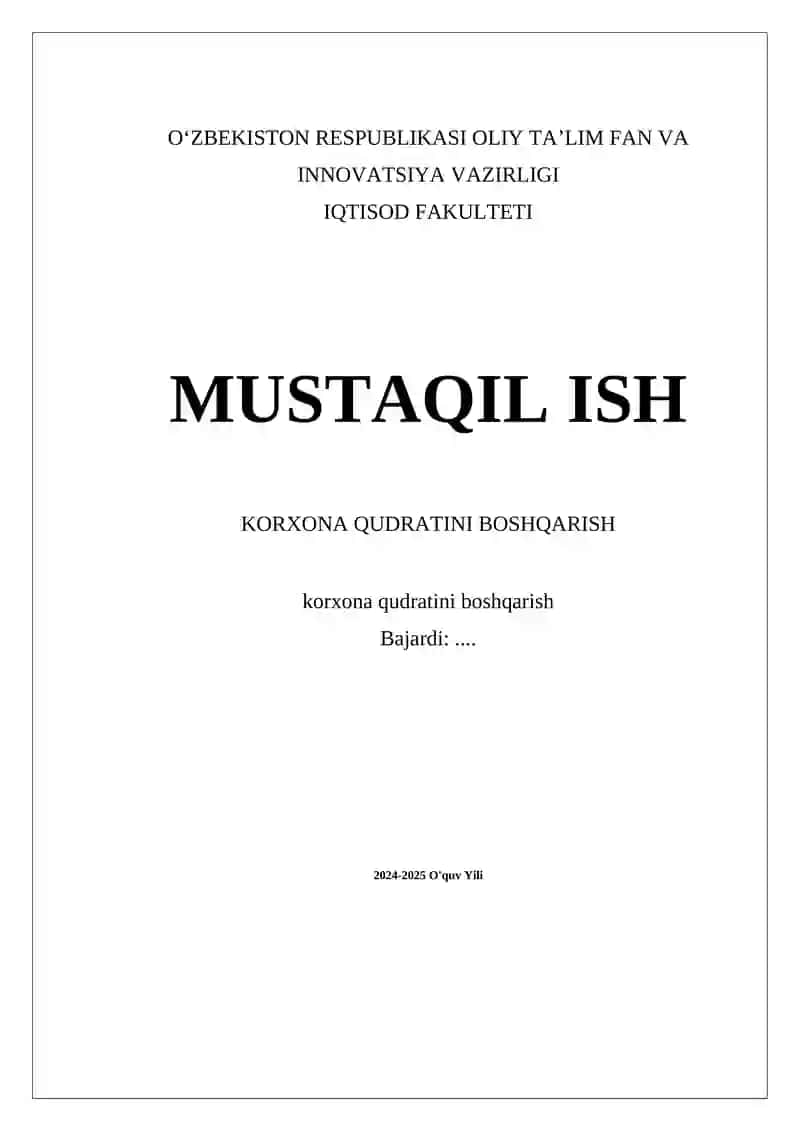 Korxona Qudratini Boshqarish