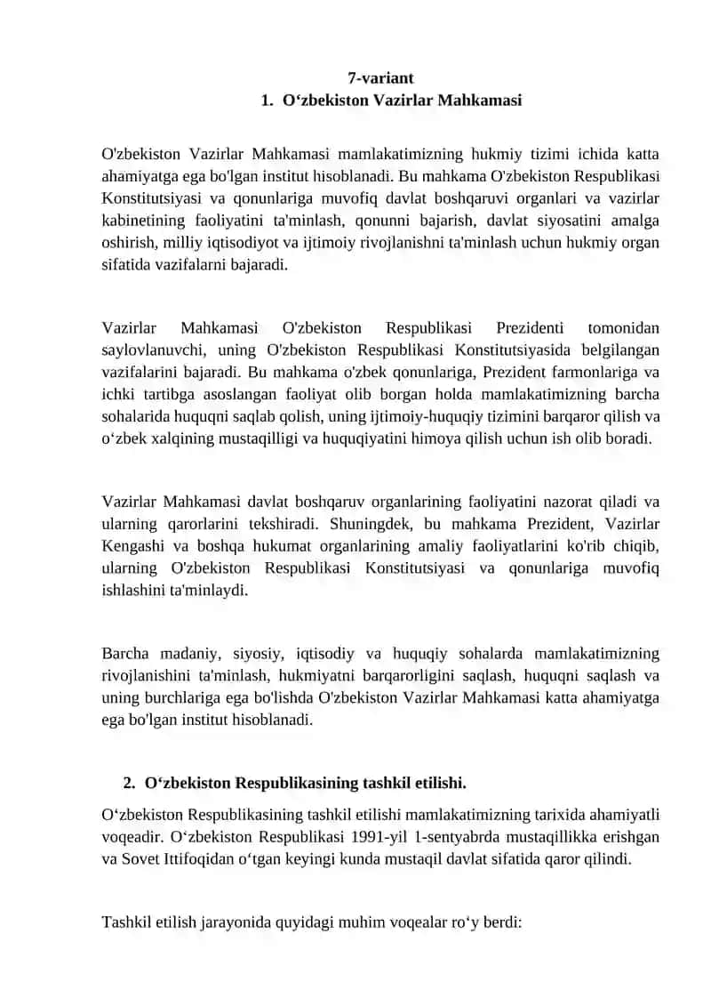 O‘zbekiston Vazirlar Mahkamasi