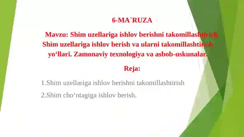 Shimuzellariga ishlov berishni takomillashtirish