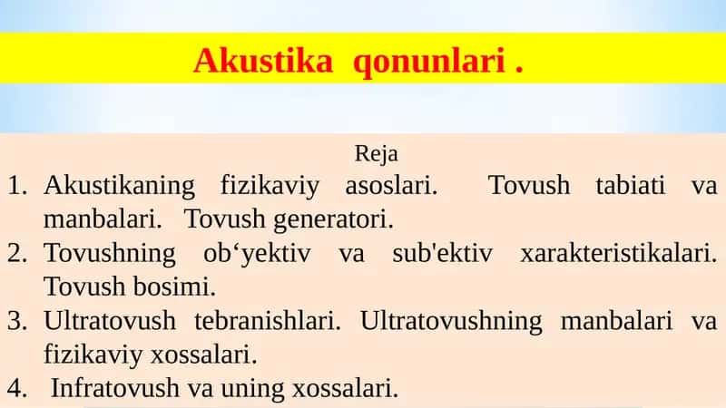 Akustika qonunlari .