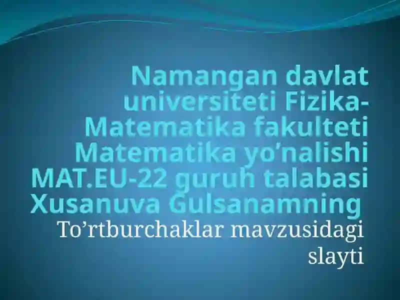 To'rtburchaklar mavzusi