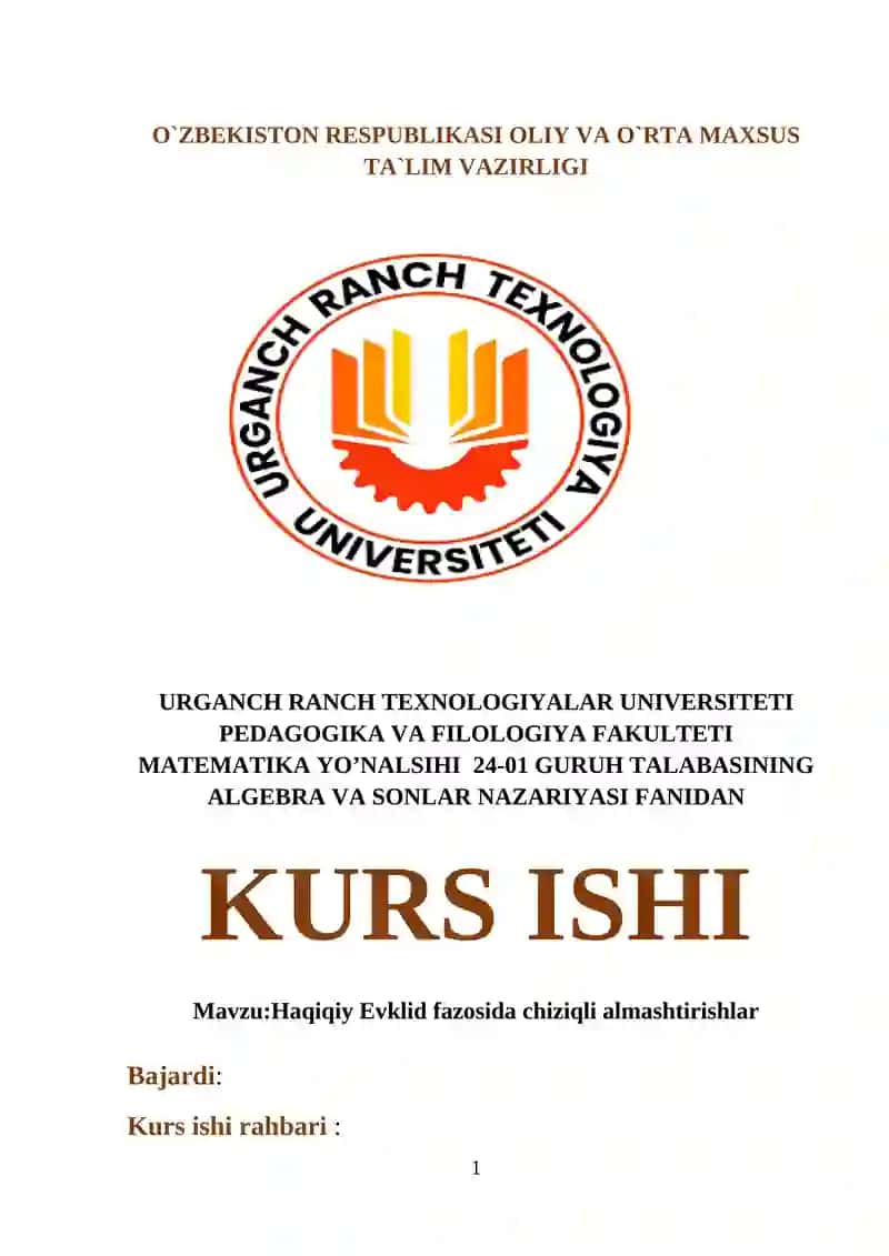 Haqiqiy Evklid fazosida chiziqli almashtirishlar