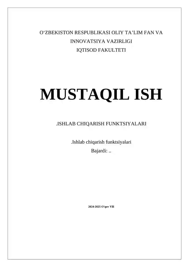 Ishlab chiqarish funktsiyalari