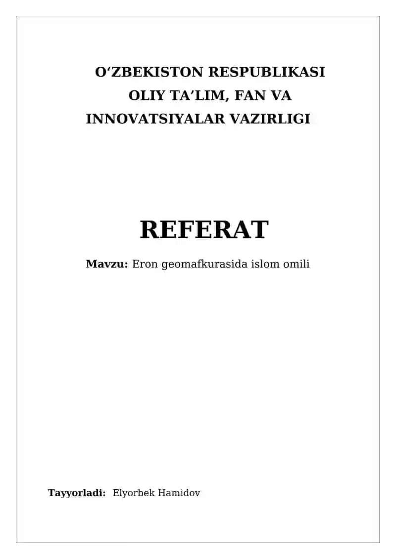 Eron geomafkurasida islom omili