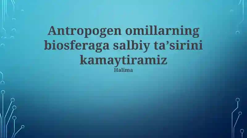Ekologik toza energiya manbalarini rivojlantirish