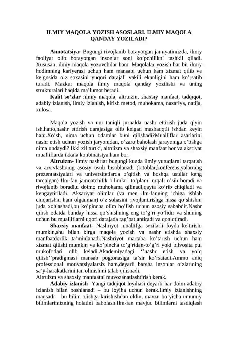 Ilmiy maqola yozish qoidalari