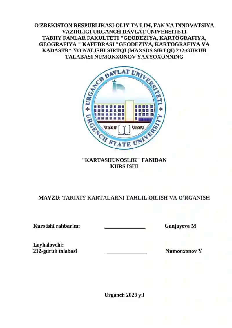 TARIXIY KARTALARNI TAHLIL QILISH VA O’RGANISH