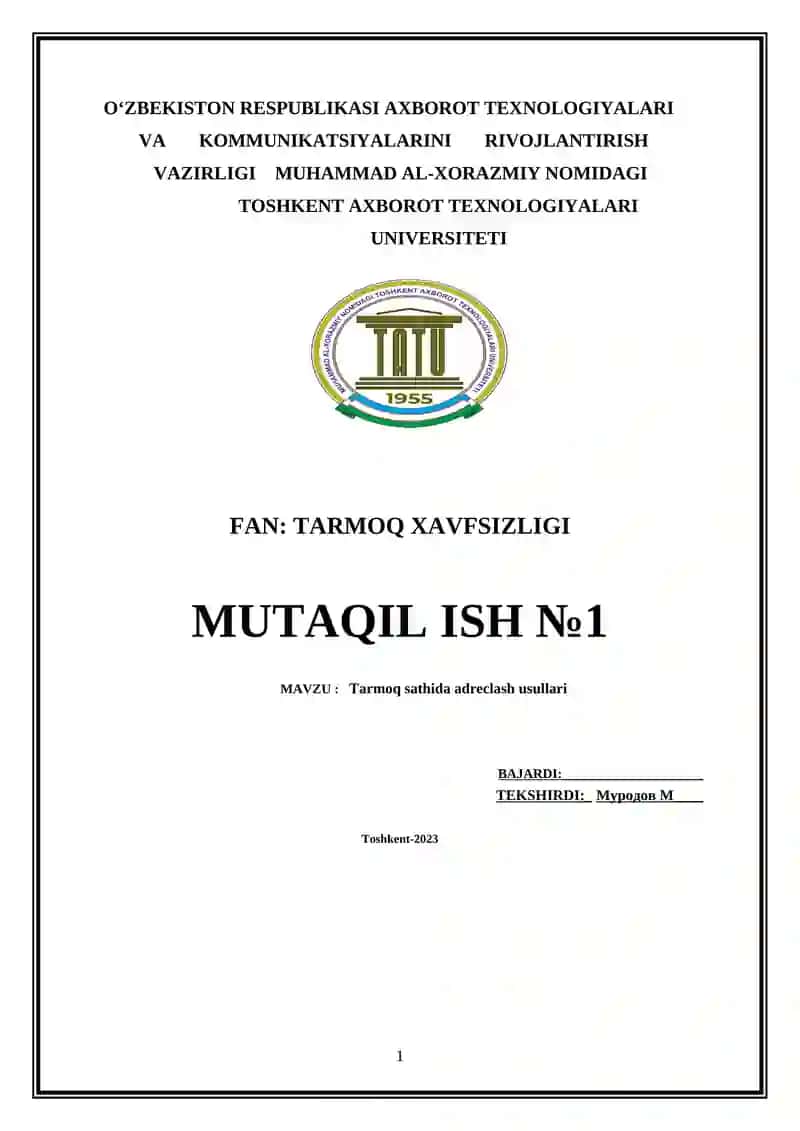 Tarmoq sathida adreclash usullari