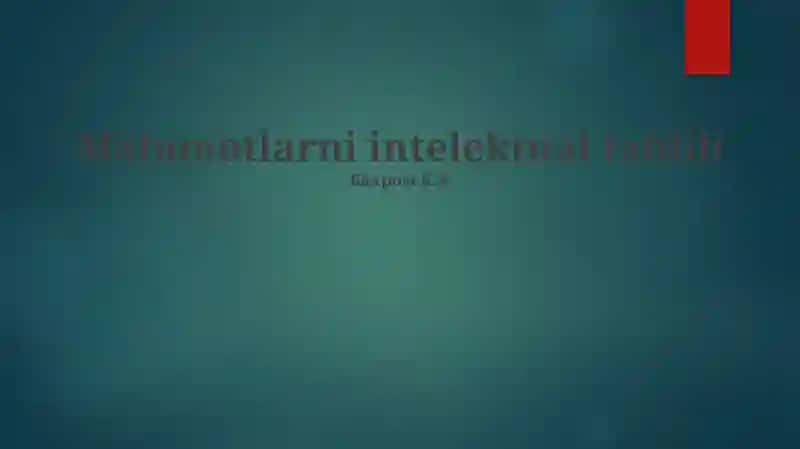 Malumotlarni intelektual tahlili