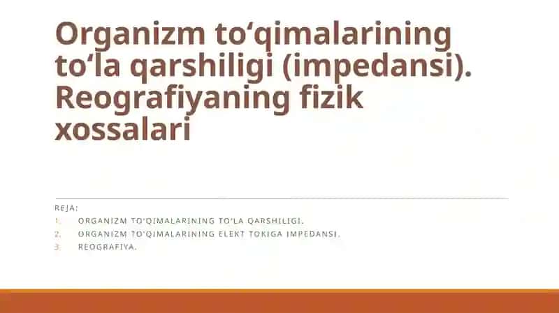 Organizmtoʻqimalarining elekttokiga impedansi