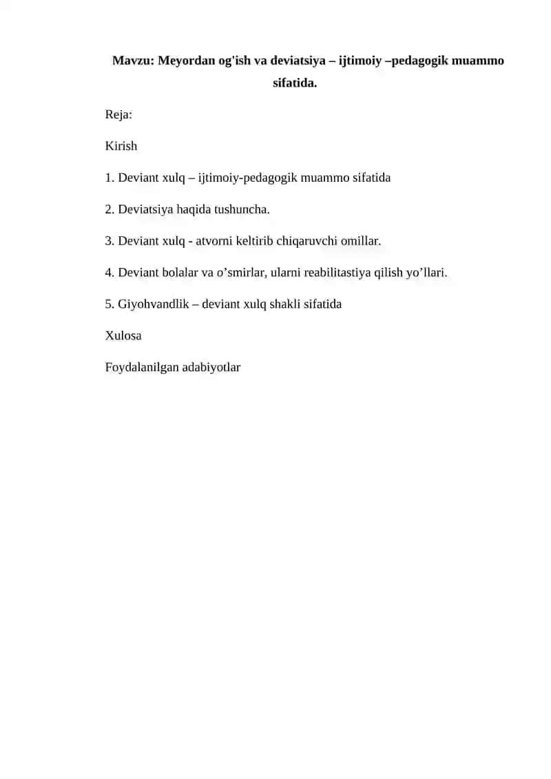 Meydan og'ish va deviatsiya