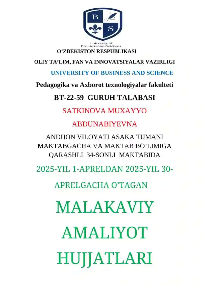 MALAKAVIY AMALIYOT HUJJATLARI