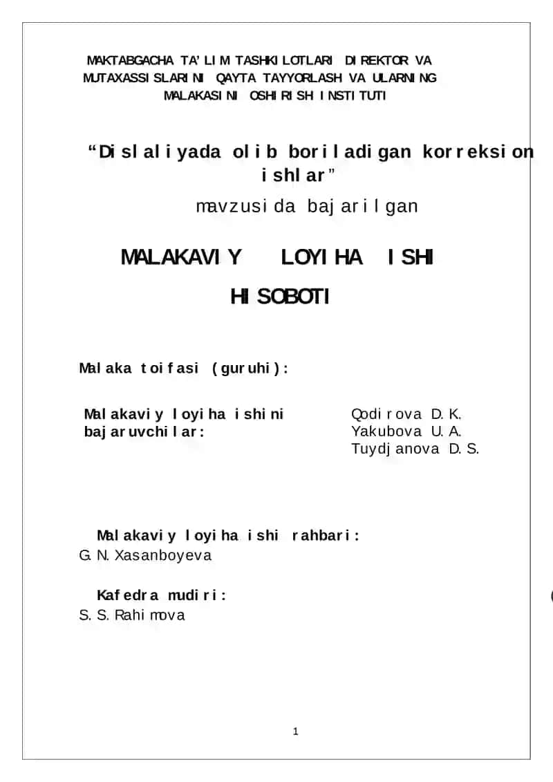 Dislaliyada olib boriladigan korreksion ishlar