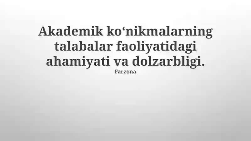 Akademik ko'nikmalar