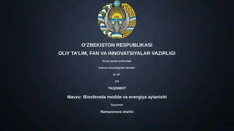 Biosferada modda va energiya aylanishi