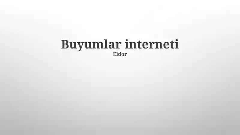 IoT Ilovalari va Qo'llanilishi