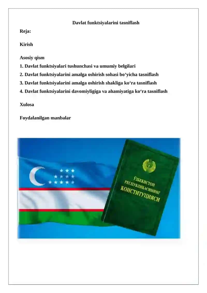 Davlat funktsiyalarini tasniflash