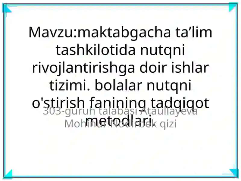 Nutqni o'stirish fanining tadqiqot metodlari