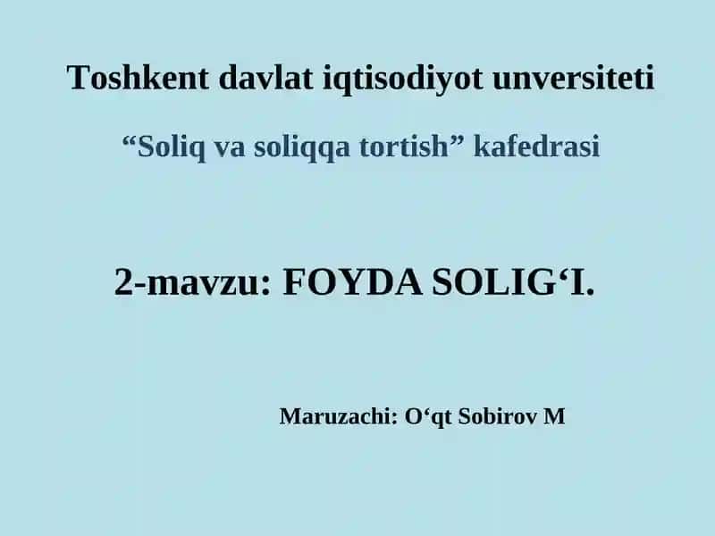 Foyda solig‘i