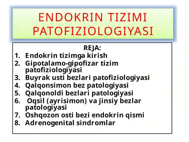 ENDOKRIN TIZIMI PATOFIZIOLOGIYASI