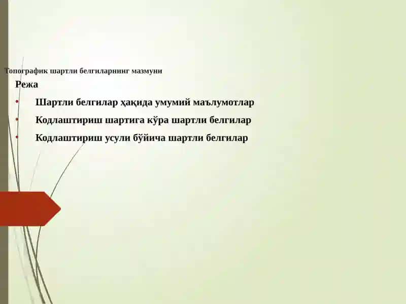 Топографикшартли белгиларнинг мазмуни