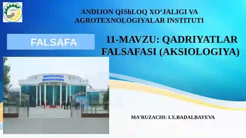 Qadriyatlar Falsafasi (Aksiologiya)