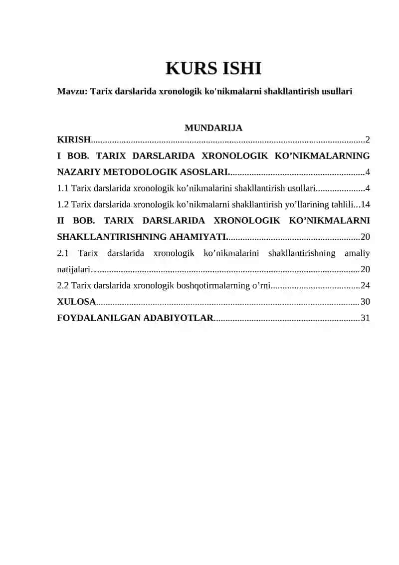 Tarix darslarida xronologik ko'nikmalarni shakllantirish usullari