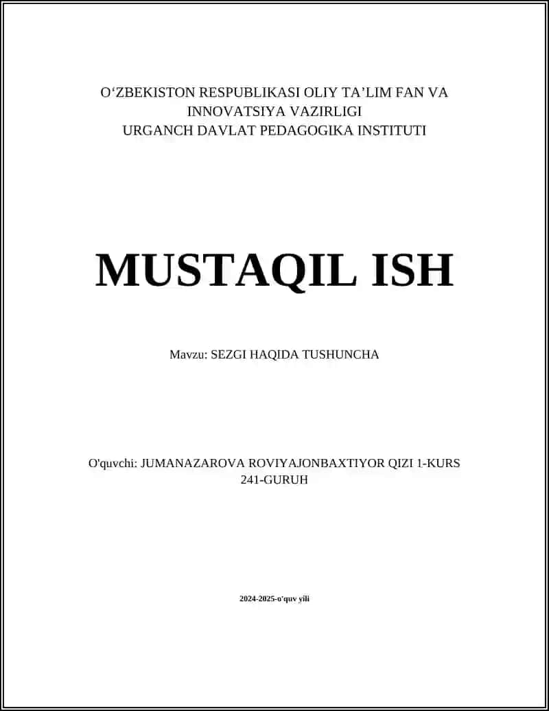SEZGI HAQIDA TUSHUNCHA