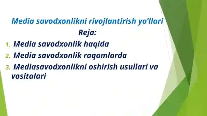 Media savodxonlikni rivojlantirish yo’llari