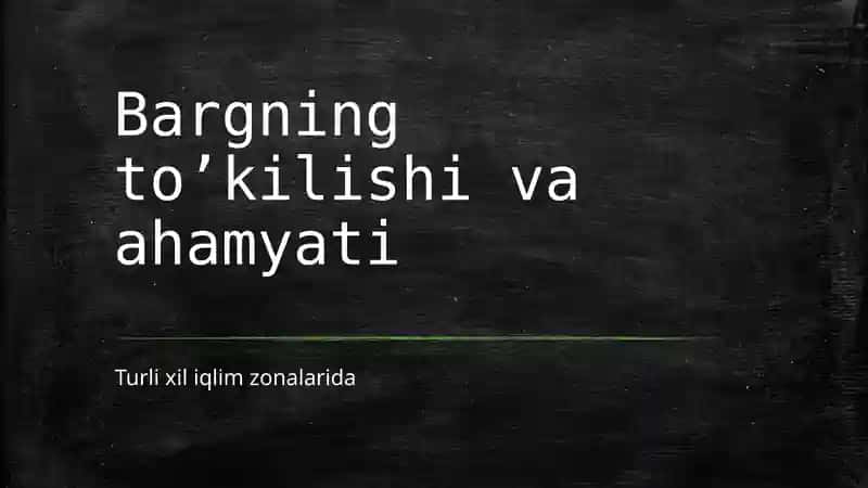 Bargning toʼkilishi va ahamyati