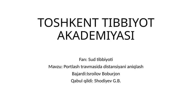 Portlash travmasi distantsiyaniani qilish
