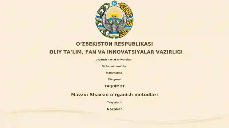Shaxsni oʻrganish metodlari
