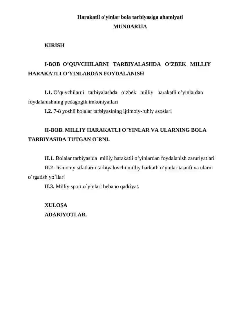 O'zbek Milliy Harakatli O'yinlar
