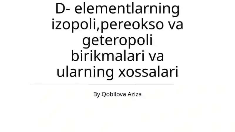 D-blok elementlarining geteropoli birikmalari