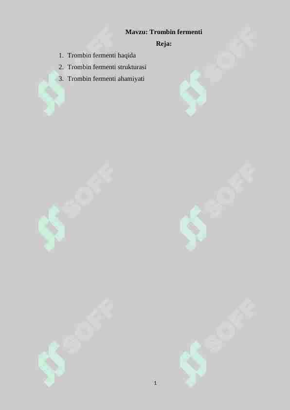 Trombin fermenti